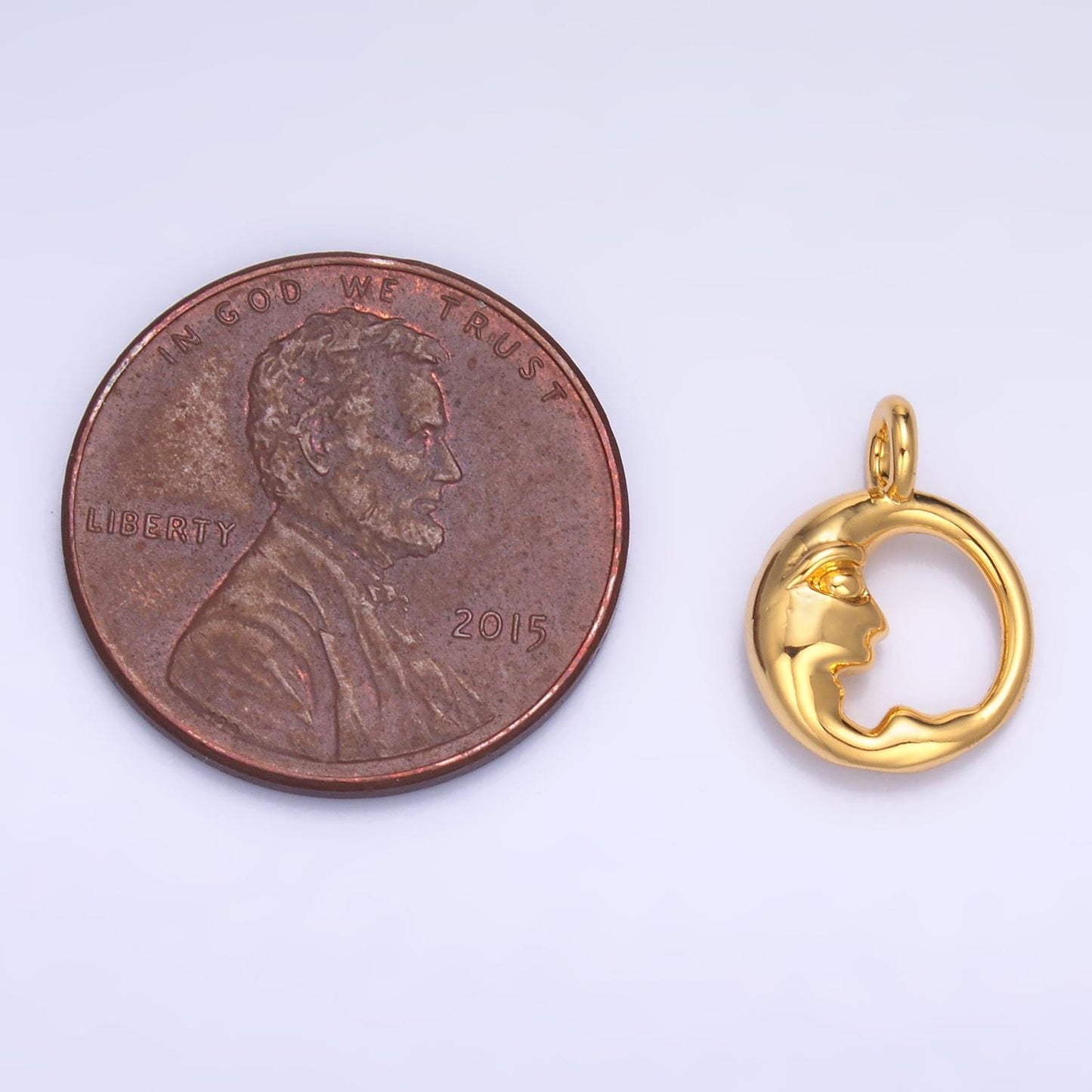 Mini Gold Moon Face charm crescent moon celestial charm for jewelry making W-832