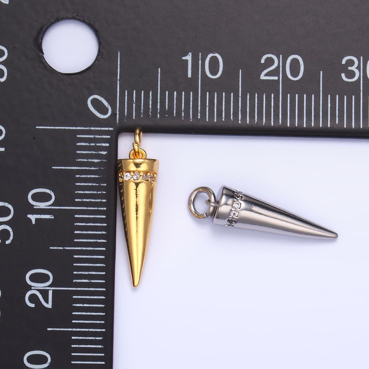 Mini Silver Pendulum charm 24k gold Spike Jewelry making, Jewelry component Stud Charm for Bracelet Earring Necklace Supply W881