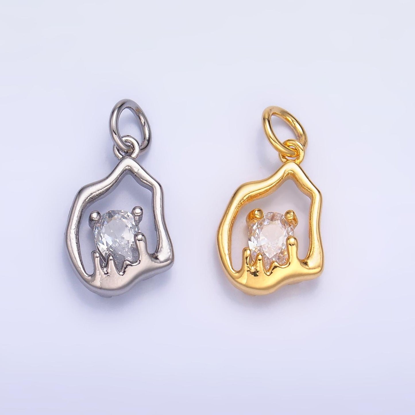 Gold Molten Charm 24K Gold Filled Geometric Pendant Bracelet Necklace for DIY Jewelry Making Supply W889
