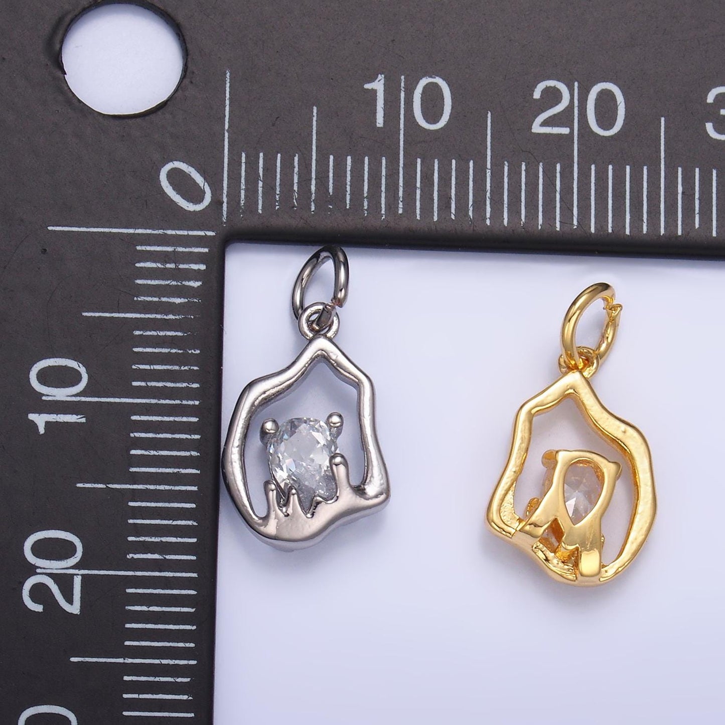 Gold Molten Charm 24K Gold Filled Geometric Pendant Bracelet Necklace for DIY Jewelry Making Supply W889
