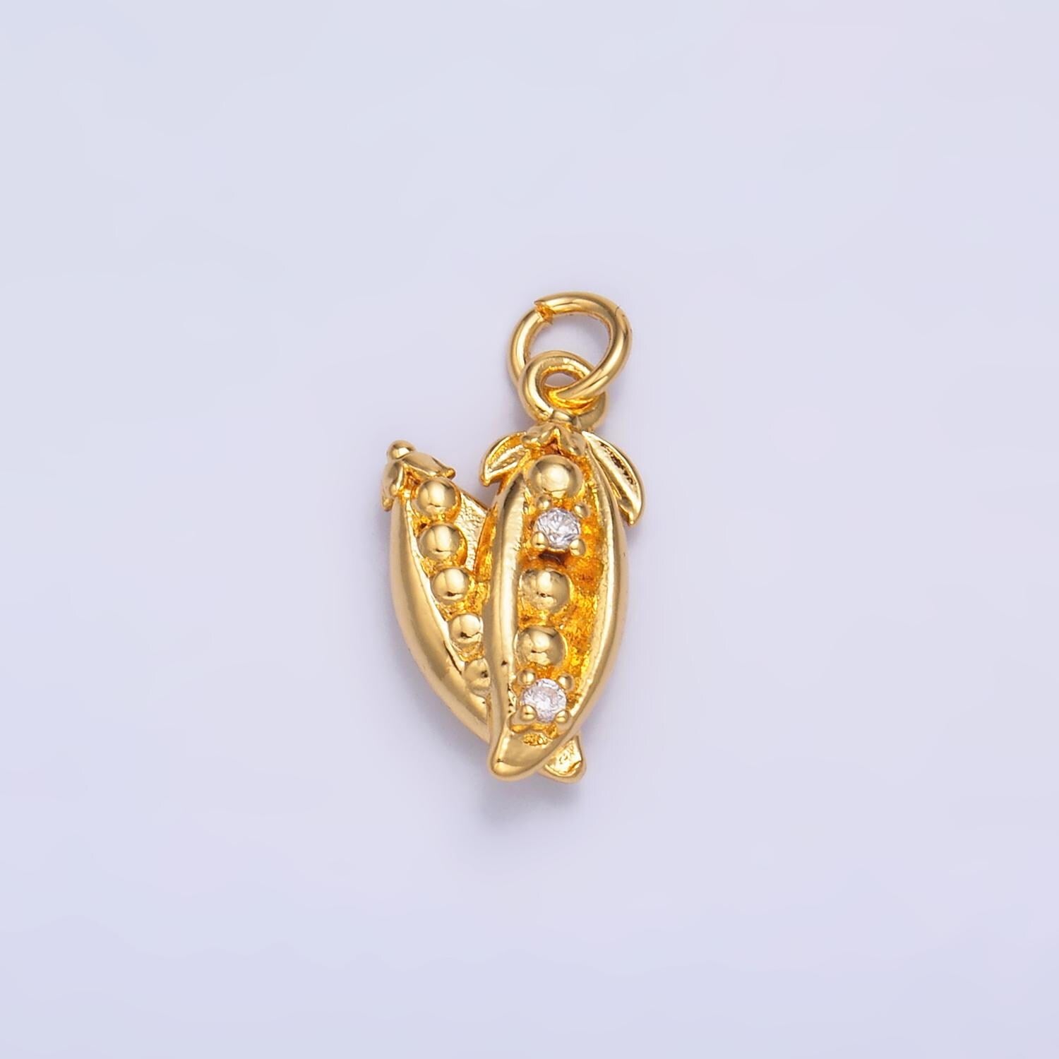 Silver Pea Charm 24K Gold Filled Pea Pods Pendant Farm Bracelet Necklace for DIY Jewelry Making Supply M173