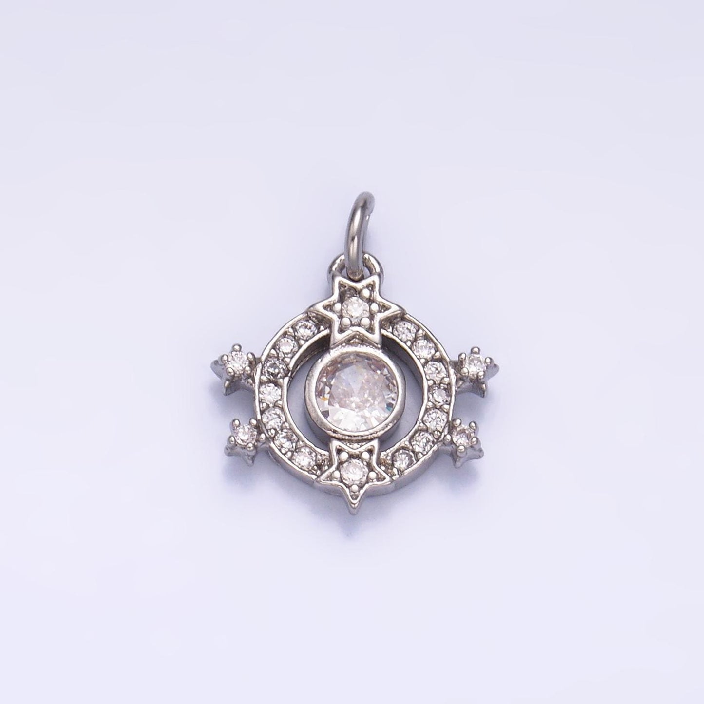 Silver Star Charm 24K Gold Filled Sky Moon Pendant Celestial Bracelet Necklace for DIY Jewelry Making Supply W868