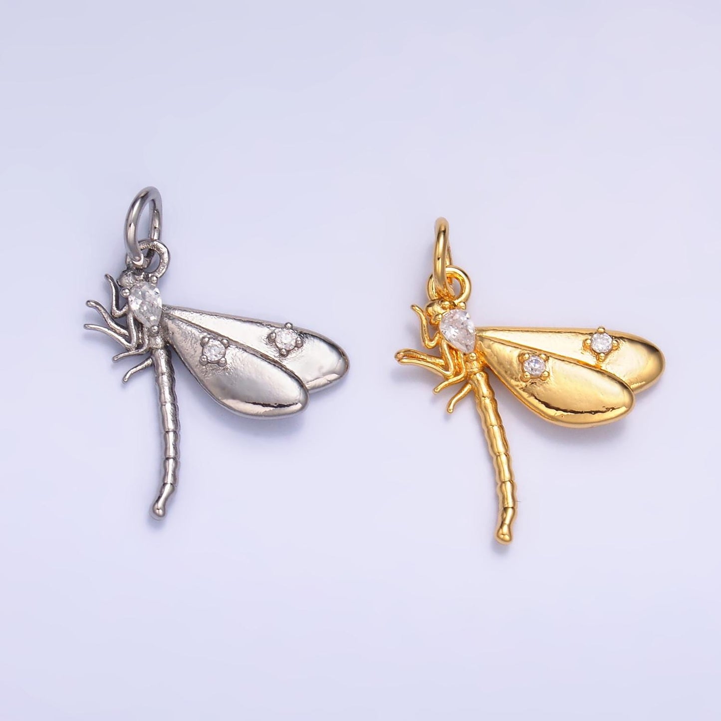 Silver Dragonfly Charm 24K Gold Filled Insect Pendant Animal Bracelet Necklace for DIY Jewelry Making Supply M175