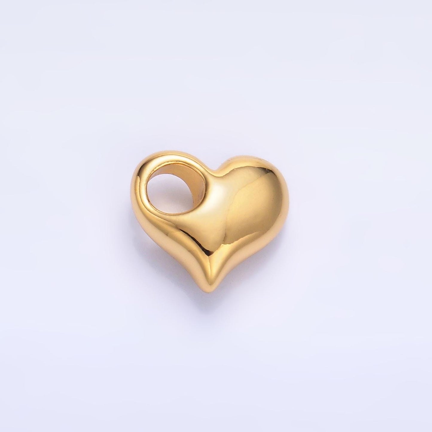 Silver Heart Charm 24K Gold Filled Puffy Heart Pendant Love Necklace for DIY Jewelry Making Supply M-181