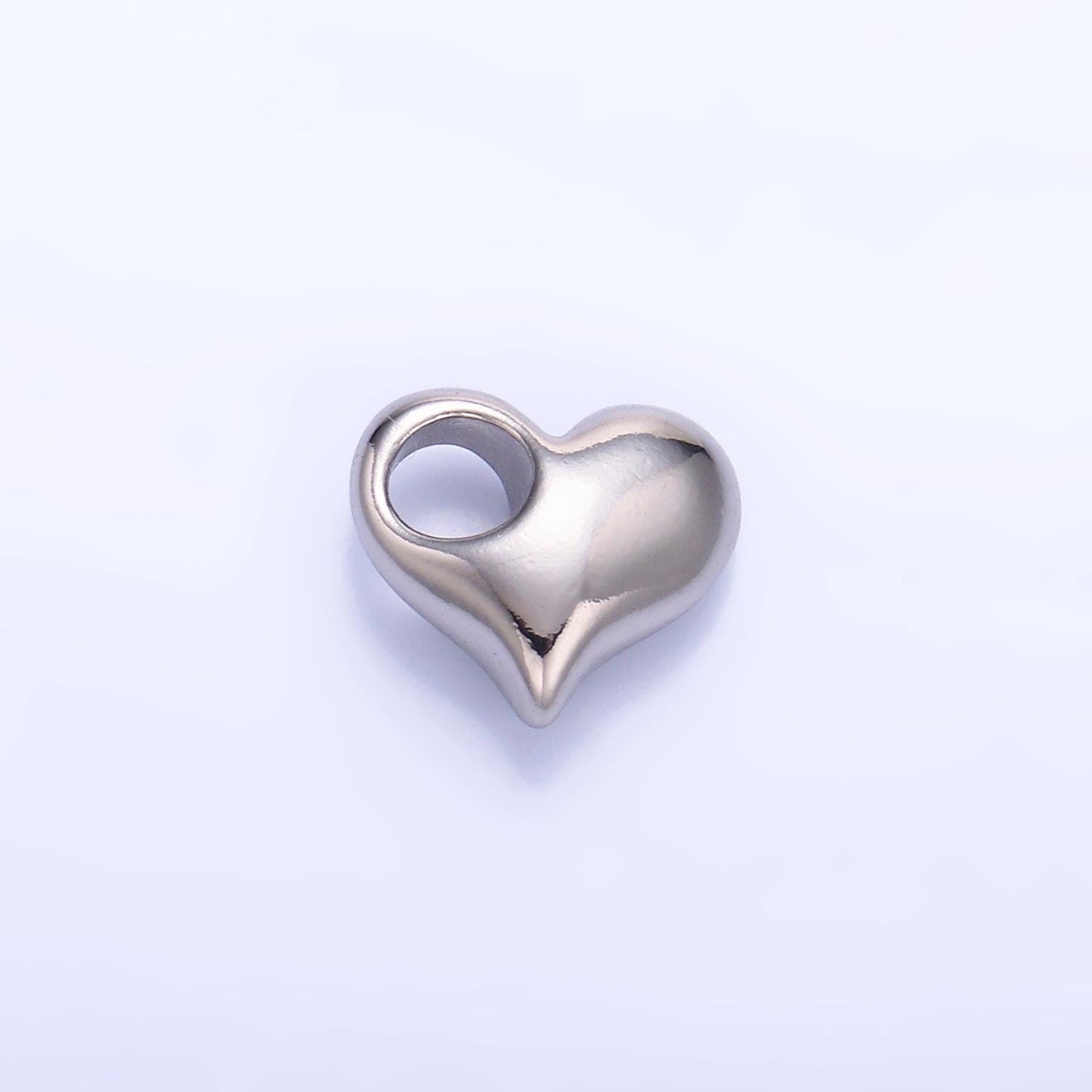 Silver Heart Charm 24K Gold Filled Puffy Heart Pendant Love Necklace for DIY Jewelry Making Supply M-181