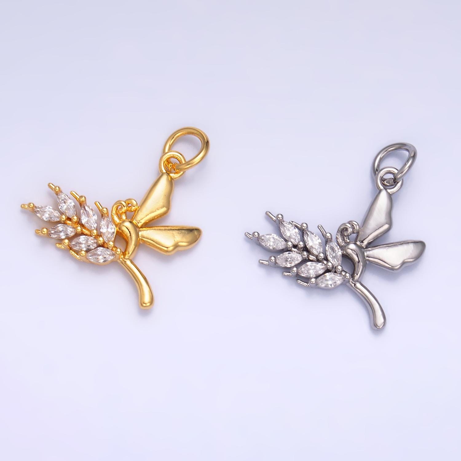 Silver Butterfly Charm 24K Gold Filled Insect Pendant Animal Bracelet Necklace for DIY Jewelry Making Supply W885