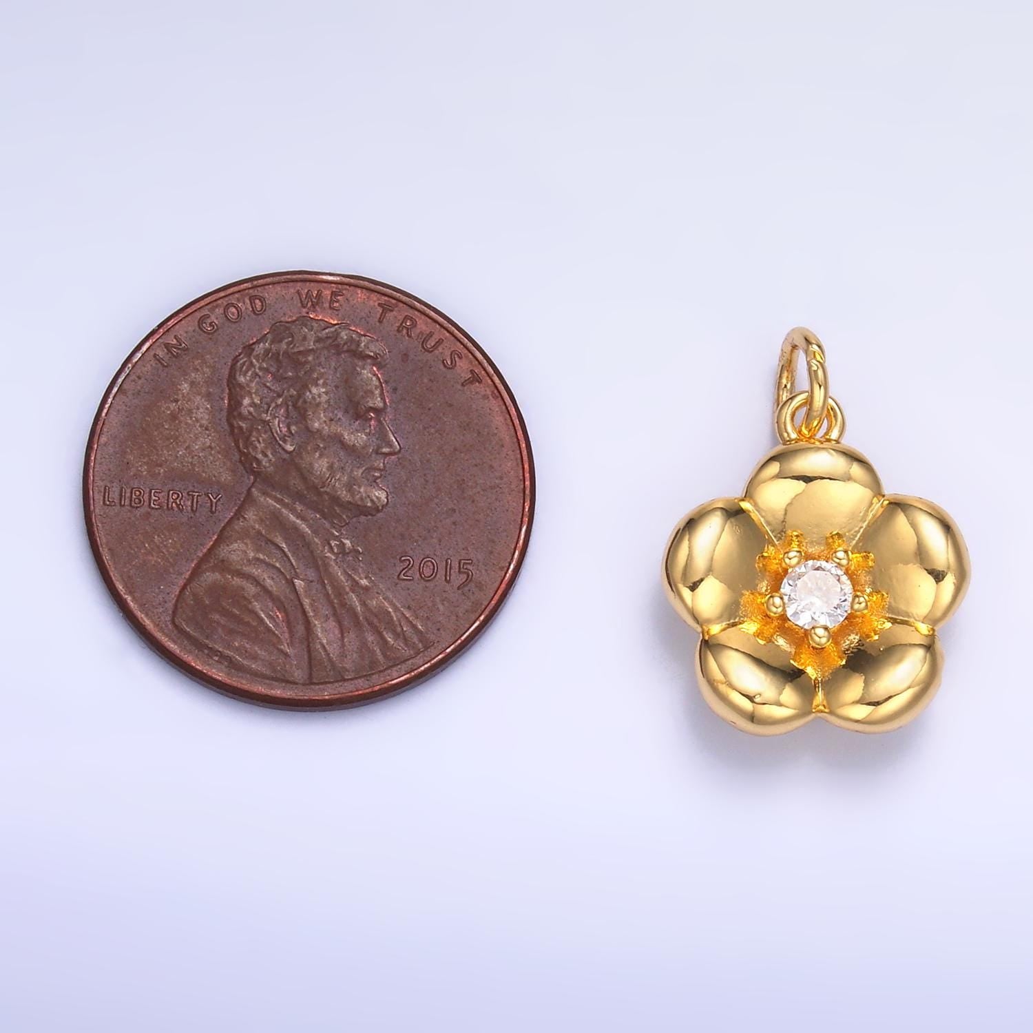 Silver Flower Charm 24K Gold Filled Flower petal Pendant Love Necklace for DIY Jewelry Making Supply W-869