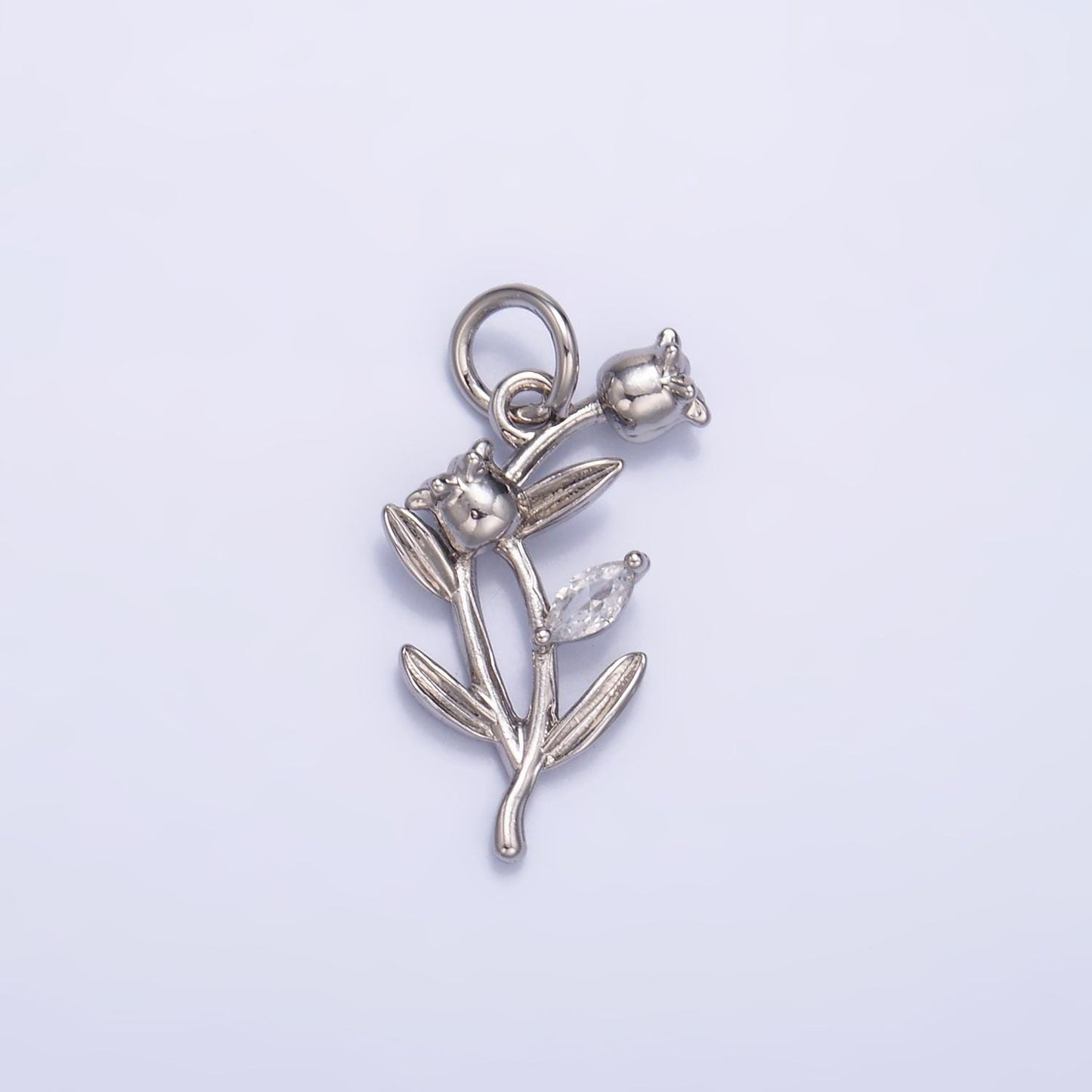 Silver Tulip Charm 24K Gold Filled Flower Pendant Spring Necklace for DIY Jewelry Making Supply M-177