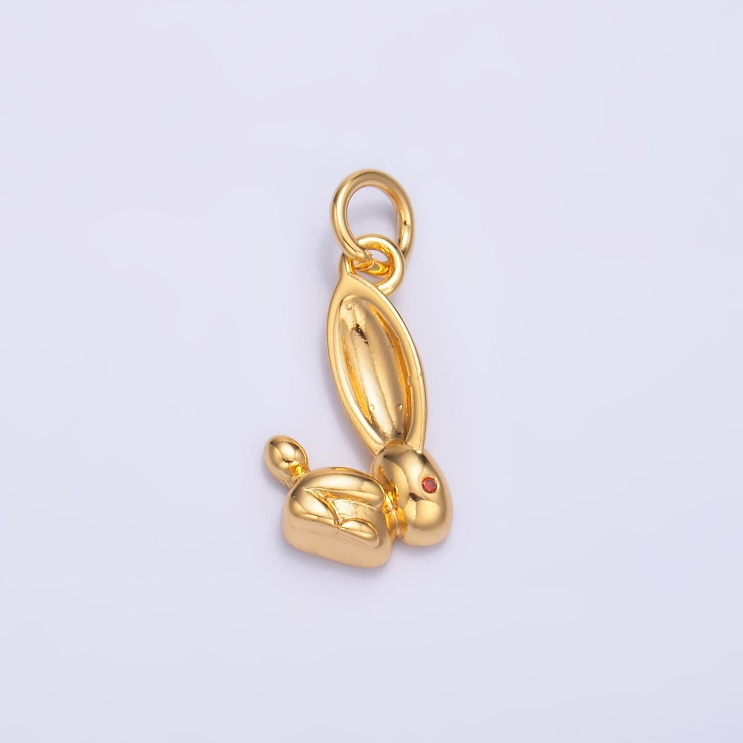 Silver Rabbit Charm 24K Gold Filled Easter Bunny Pendant Spring Necklace for DIY Jewelry Making Supply M-174