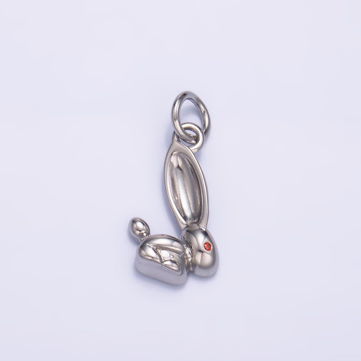 Silver Rabbit Charm 24K Gold Filled Easter Bunny Pendant Spring Necklace for DIY Jewelry Making Supply M-174