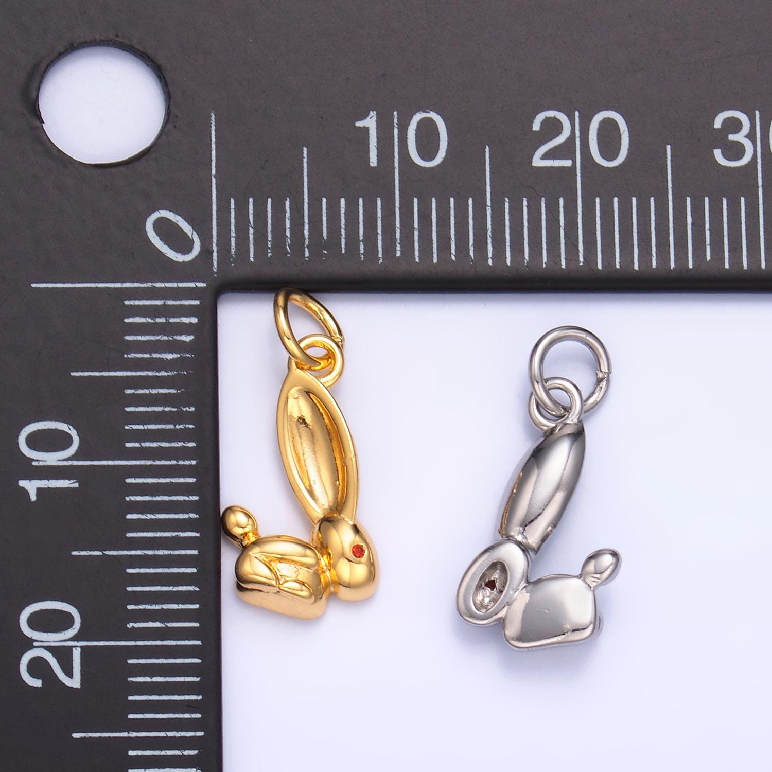 Silver Rabbit Charm 24K Gold Filled Easter Bunny Pendant Spring Necklace for DIY Jewelry Making Supply M-174
