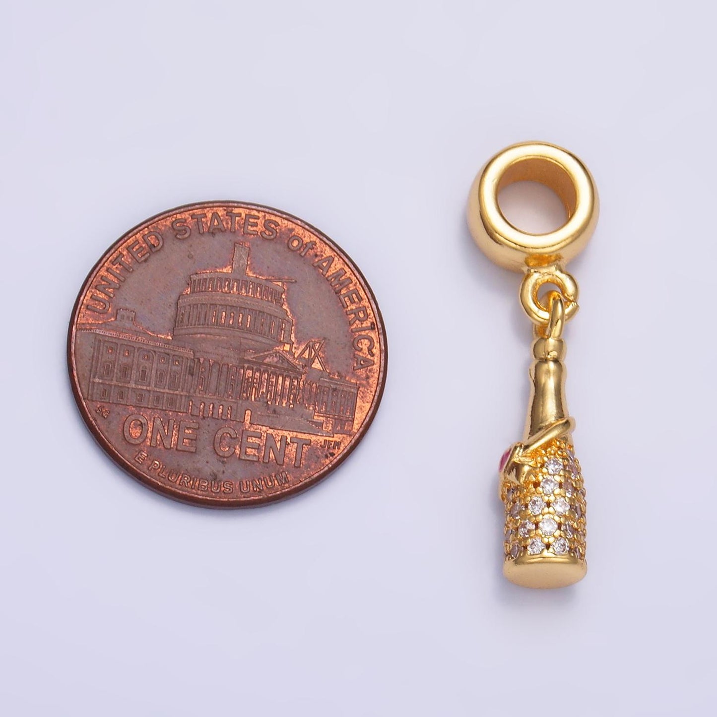 24 gold filled wine bottle charm champagne bottle rondelle bail drop pendant bracelet | C876