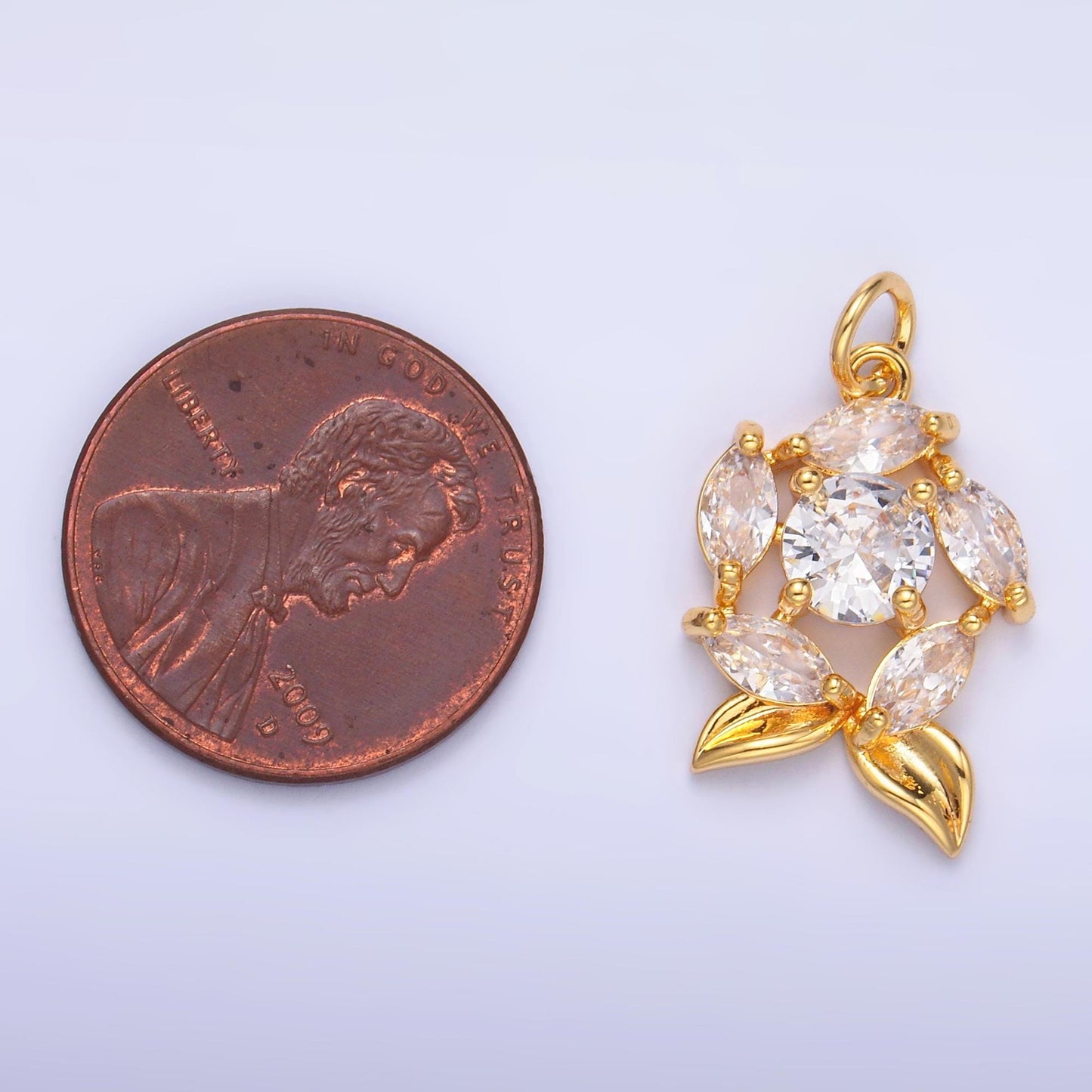 Cubic Flower Charm 24K Gold Filled Flower Pendant Floral Necklace for DIY Jewelry Making Supply x915