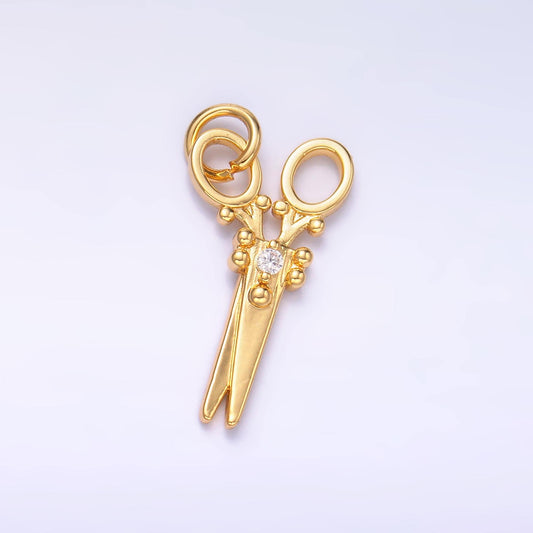 Dainty 24k Gold Filled Scissor Pendant Charm, Dainty scissor charm Pendant, For Jewelry Making Supply M318