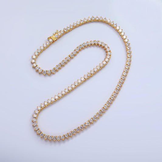 Round Cubic Zirconia Tennis Necklace , Diamond Necklace , 14K Gold Filled Tennis Necklace, Gift for her wa-3027