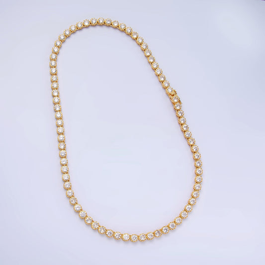 Round Cubic Zirconia Tennis Necklace , Diamond Necklace , 14K Gold Filled Tennis Necklace, Gift for her WA-3025