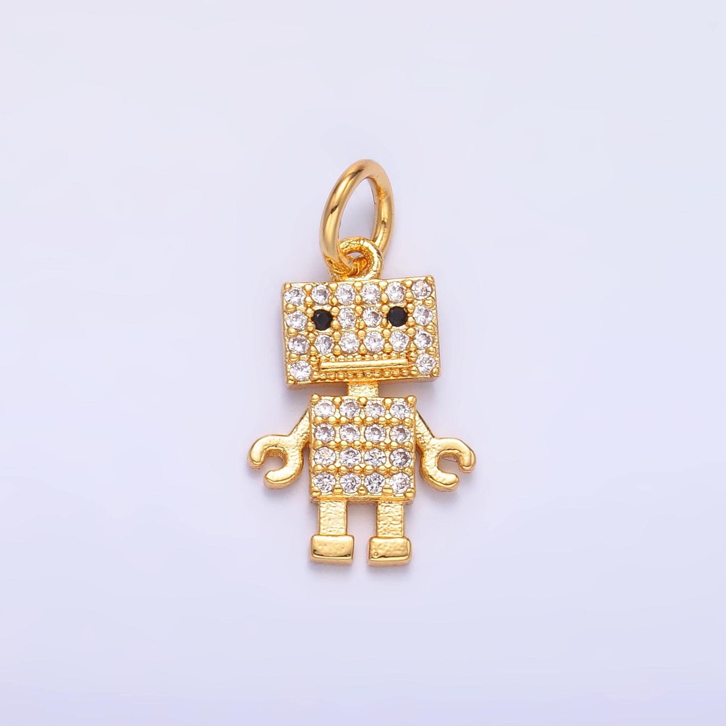 Mini CZ gold robot charms 3d robot jewelry for bracelet necklace earring component C019