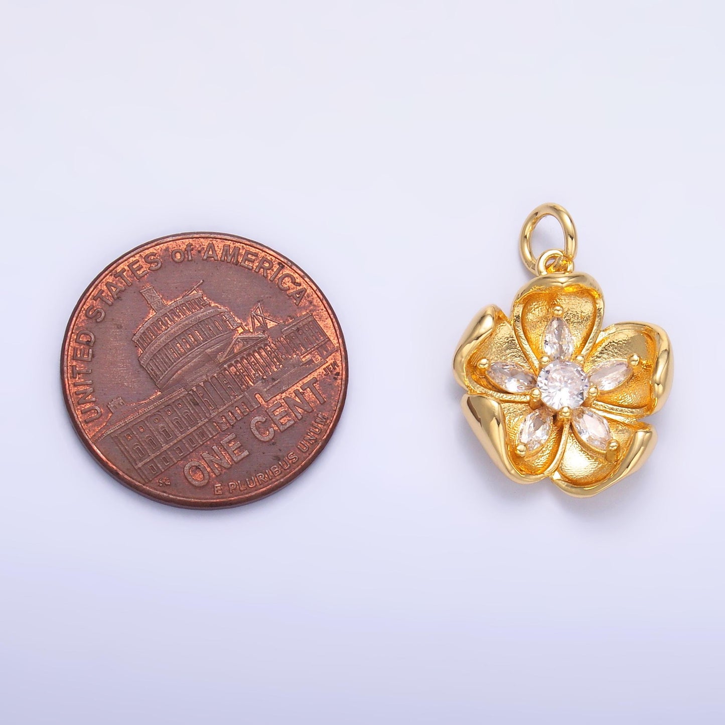 Silver Flower Charm 24K Gold Filled Hibiscus petal Pendant Floral Necklace for DIY Jewelry Making Supply C-14