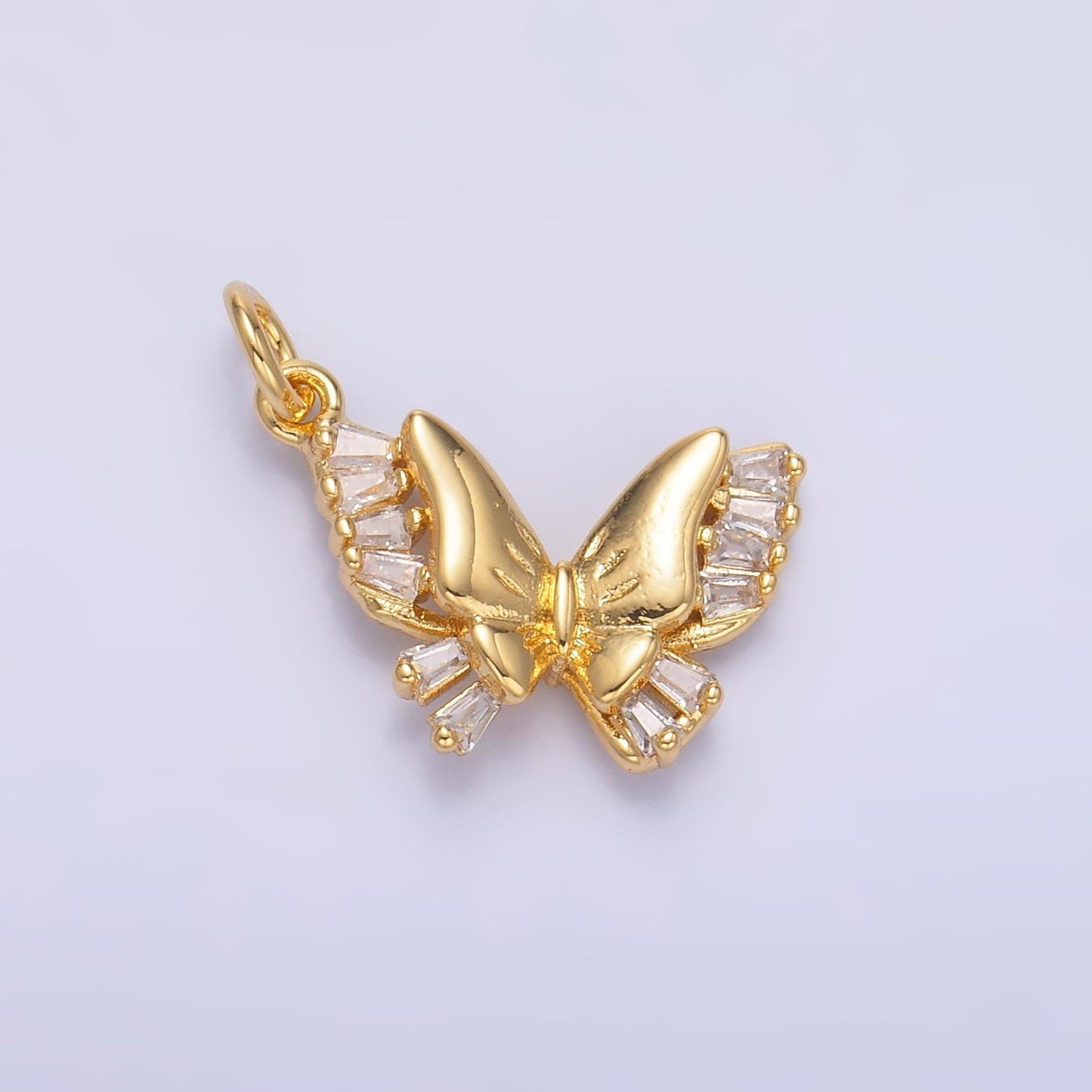 Baguette Butterfly CZ Paved Gold Filled Animal Charm | C018