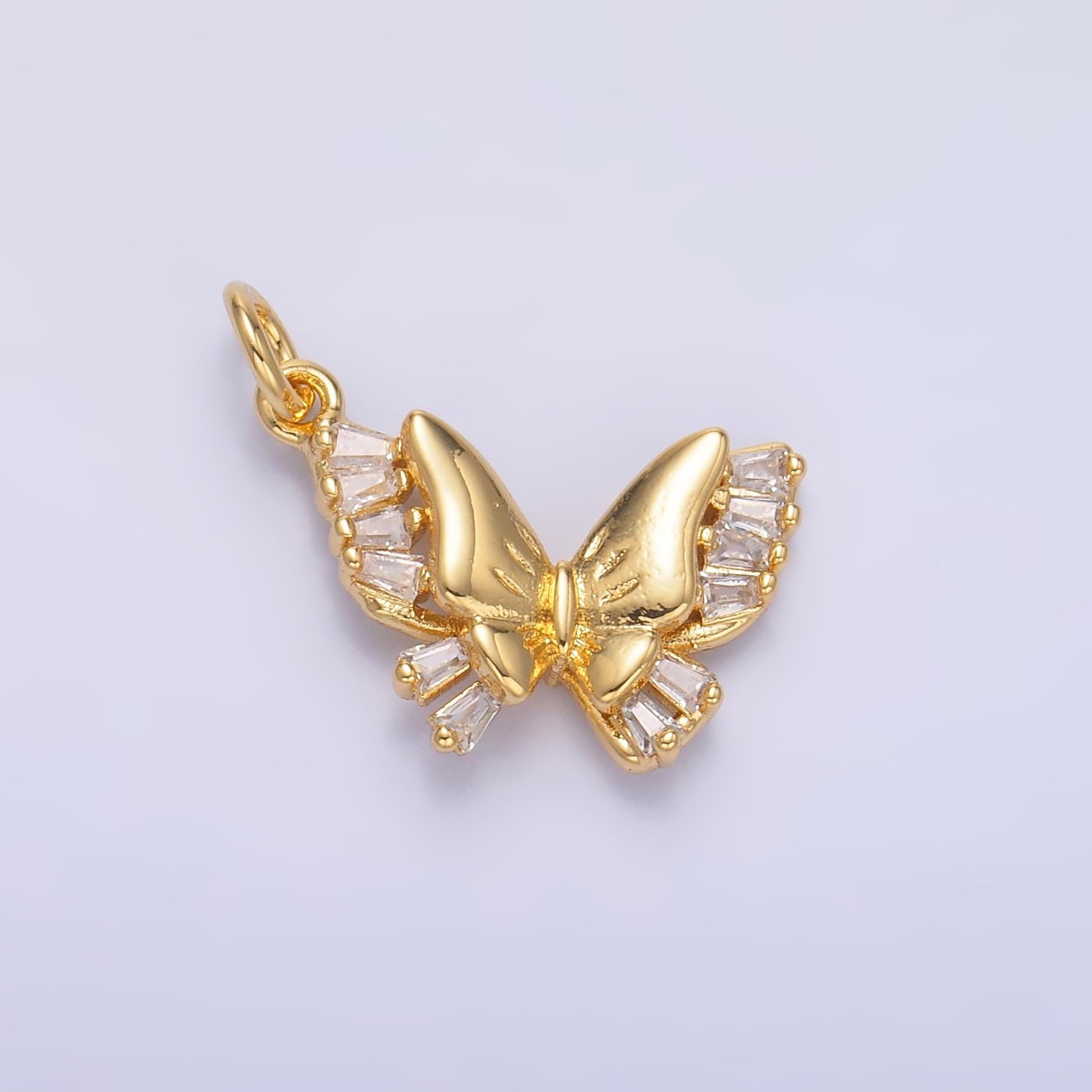 Baguette Butterfly CZ Paved Gold Filled Animal Charm | C018