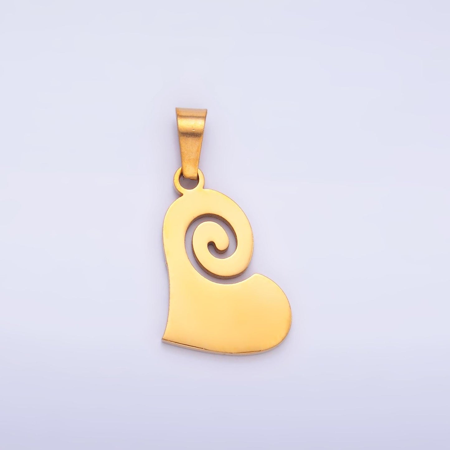 PVD Gold Plating Stainless Steel Swirl Heart Charm Love Jewelry Making Supply | P-1552