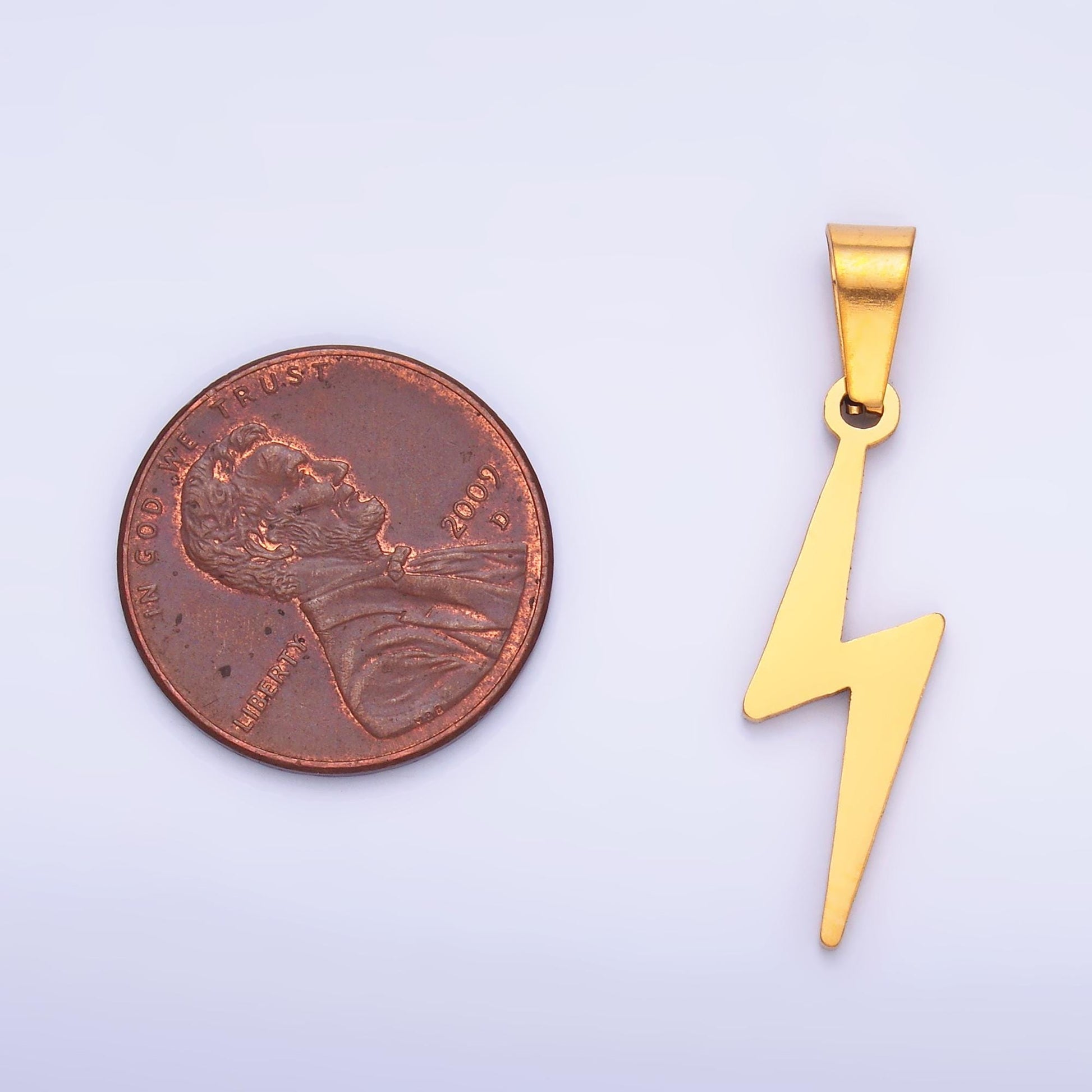 PVD Gold Stainless Steel Thunder Charm Bolt Jewelry Making Supply | P-1549