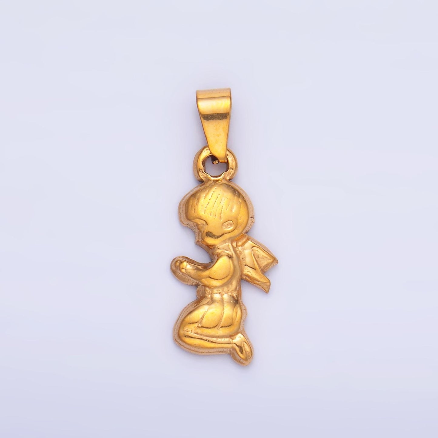 PVD Gold Stainless Steel Angel Charm Religious Jewelry Making Supply | P-1550