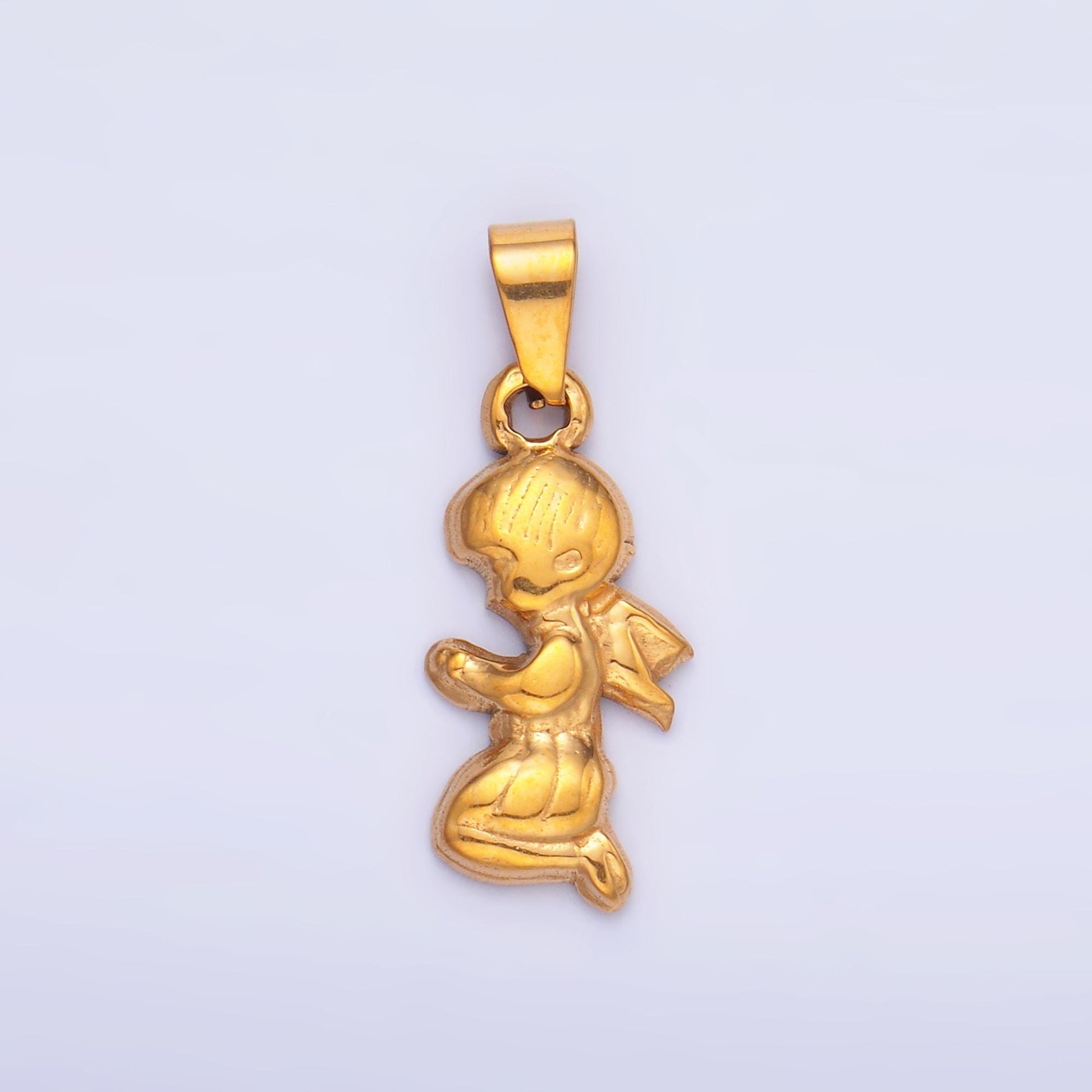 PVD Gold Stainless Steel Angel Charm Religious Jewelry Making Supply | P-1550