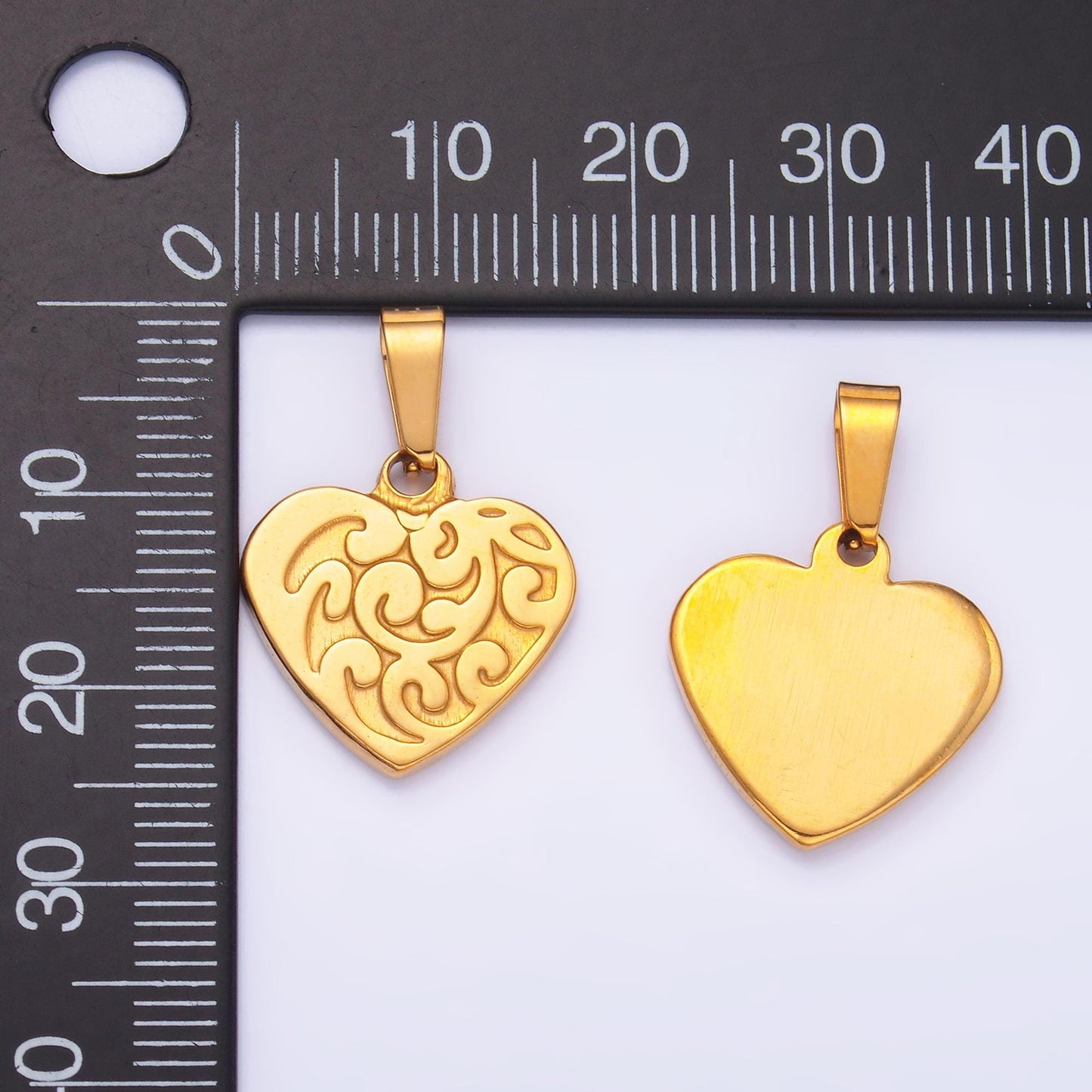 PVD Gold Stainless Steel Swirl Heart Charm Love Jewelry Making Supply | P-1553