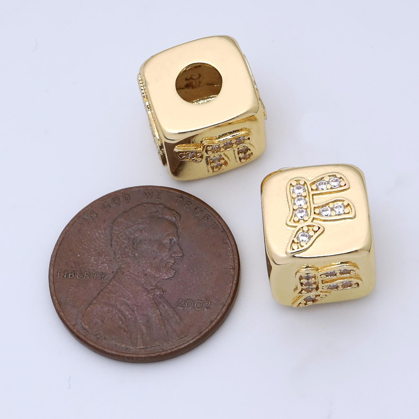 24k gold filled cz Star of David Jewish Square beads Spacer for Bracelet Component | B-239