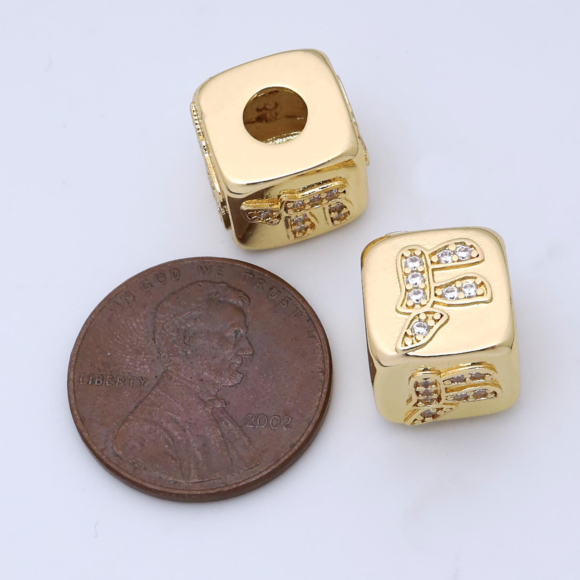 24k gold filled cz Star of David Jewish Square beads Spacer for Bracelet Component | B-239