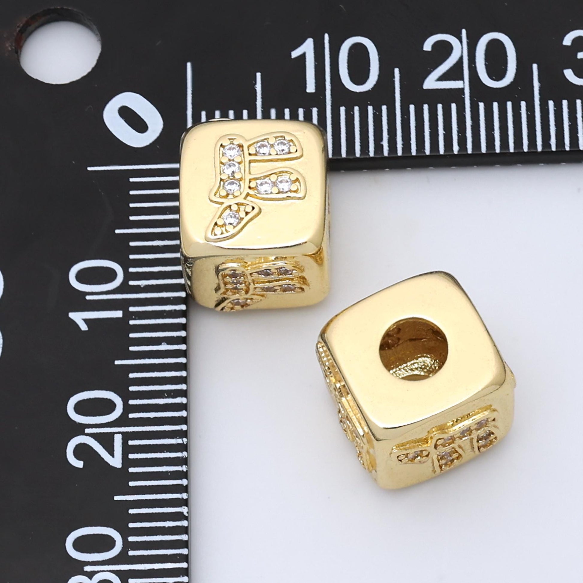 24k gold filled cz Star of David Jewish Square beads Spacer for Bracelet Component | B-239