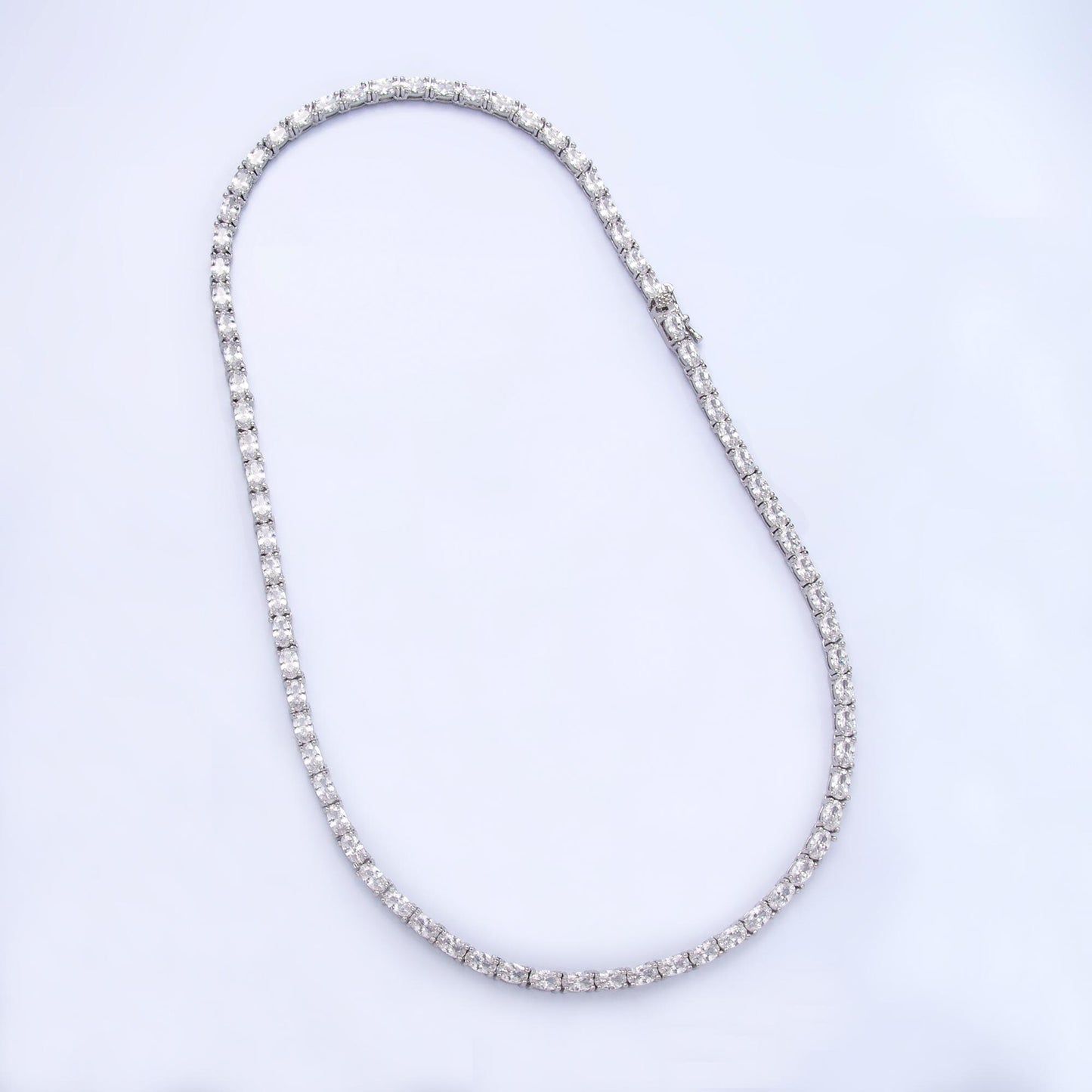Oval Cubic Zirconia Tennis Necklace , Diamond Necklace , 14K Gold Filled Tennis Necklace, Gift for her WA-3023