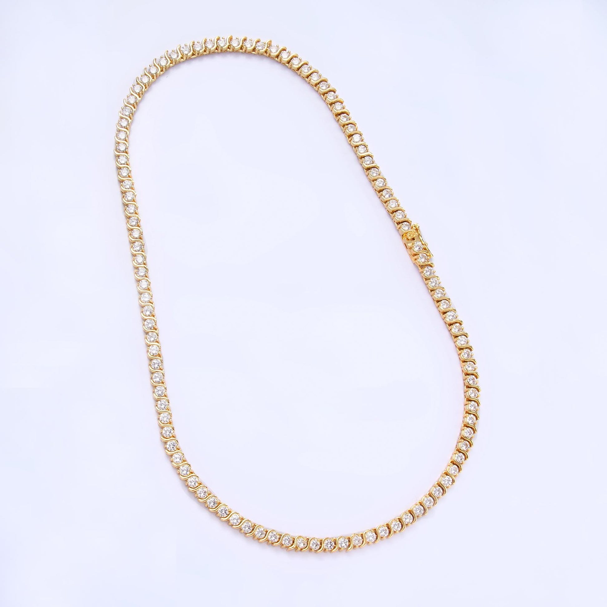 Swirl Round Cubic Zirconia Tennis Necklace CZ Diamond Necklace 14K Gold Filled Choker Necklace Gift for her WA-3028