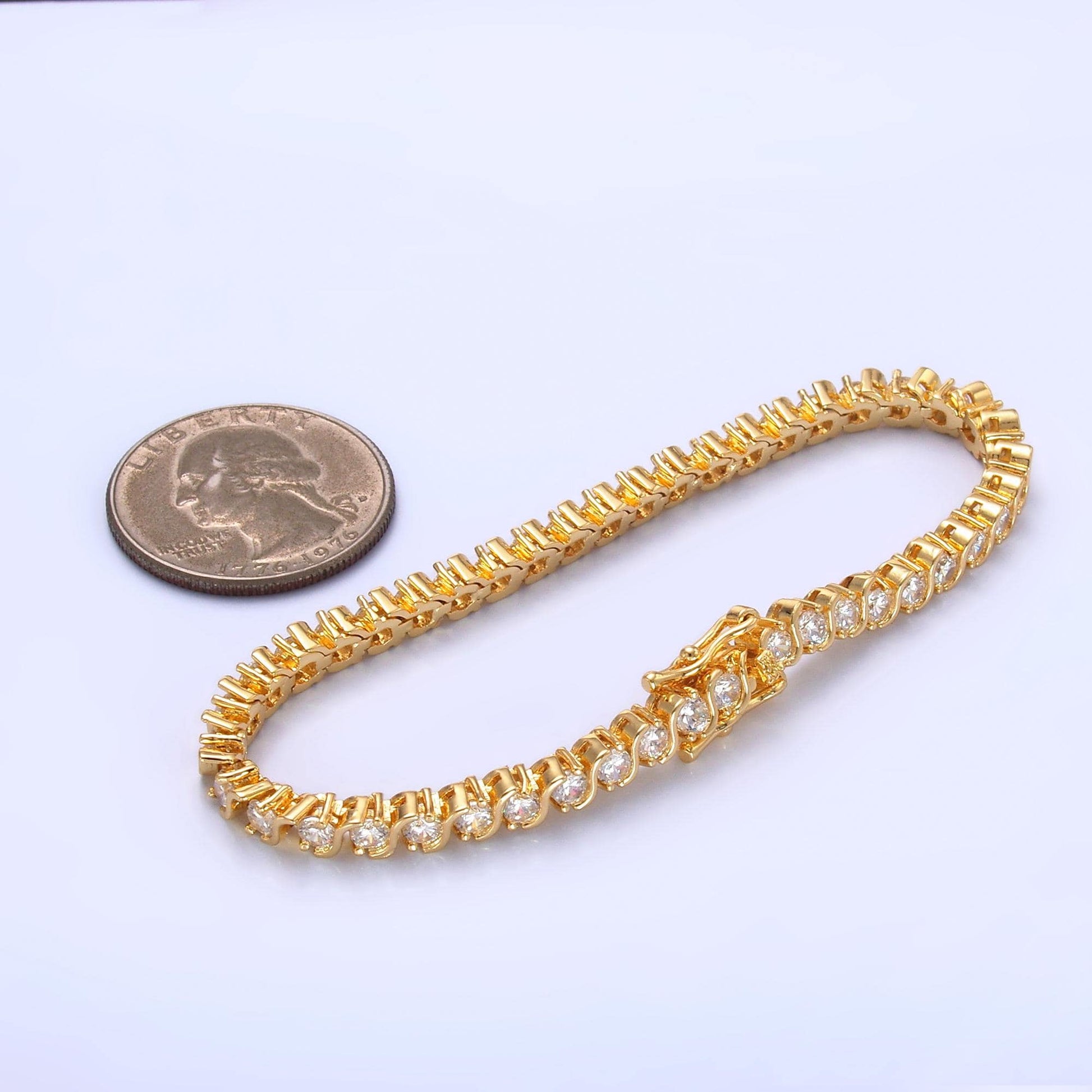 Dainty Swirl CZ Tennis Bracelet, Gold Tennis Bracelet, Cubic Zirconia Tennis Bracelet 7 inch wa-3036