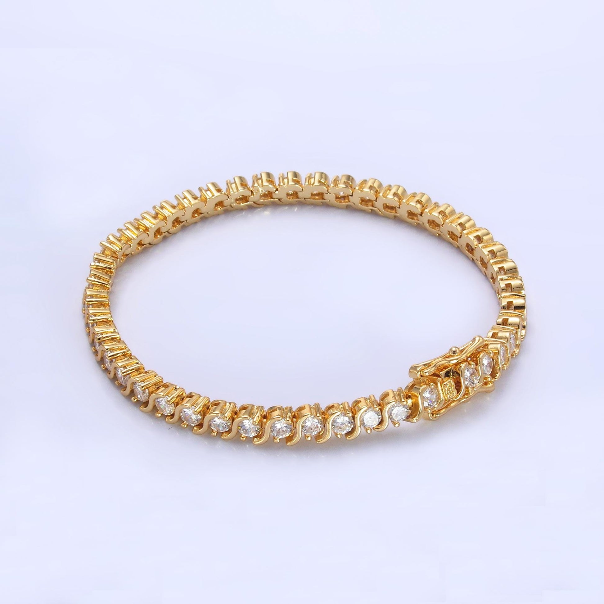 Dainty Swirl CZ Tennis Bracelet, Gold Tennis Bracelet, Cubic Zirconia Tennis Bracelet 7 inch wa-3036