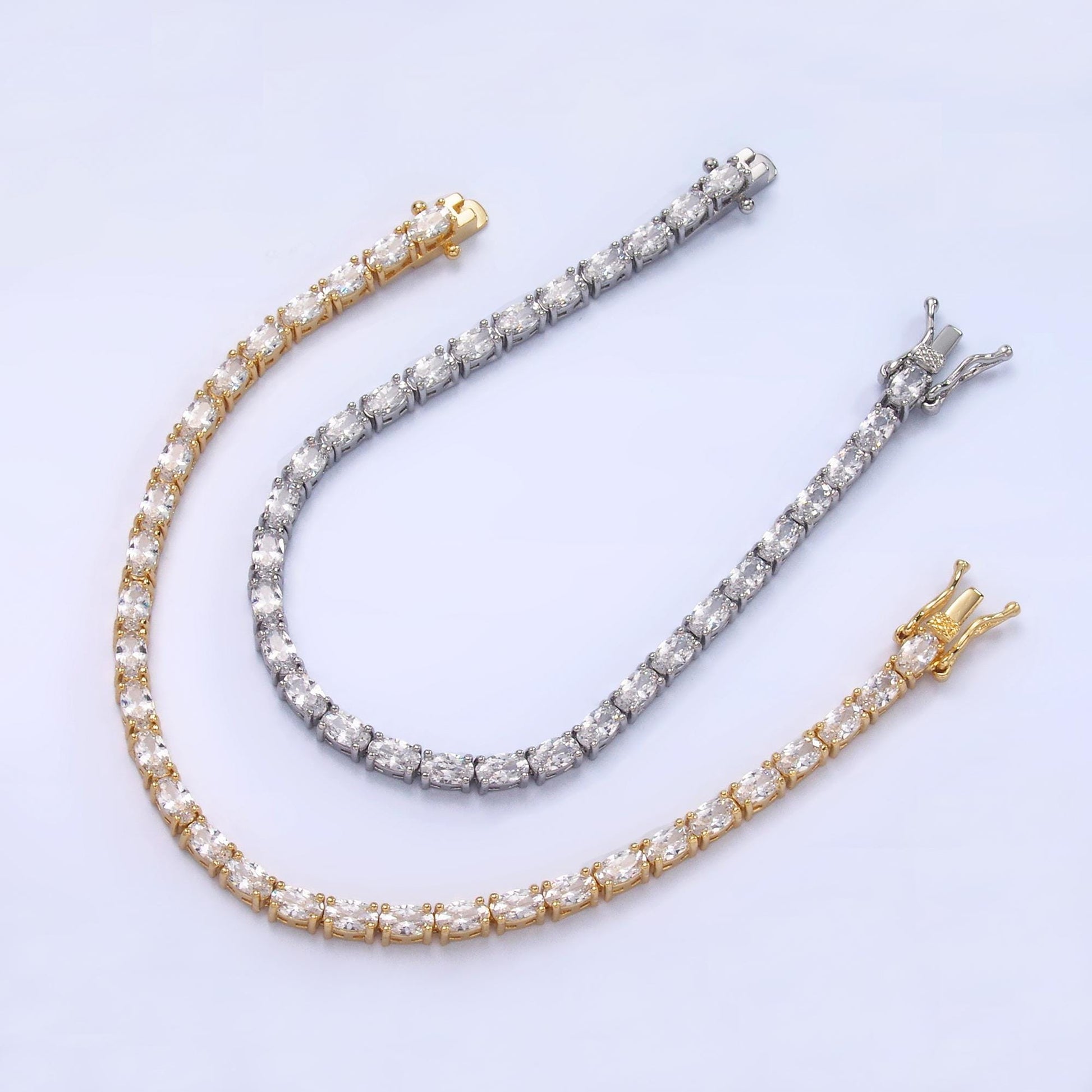 Dainty Oval CZ Tennis Bracelet, Gold Tennis Bracelet, Cubic Zirconia Tennis Bracelet 7 inch wa-3032