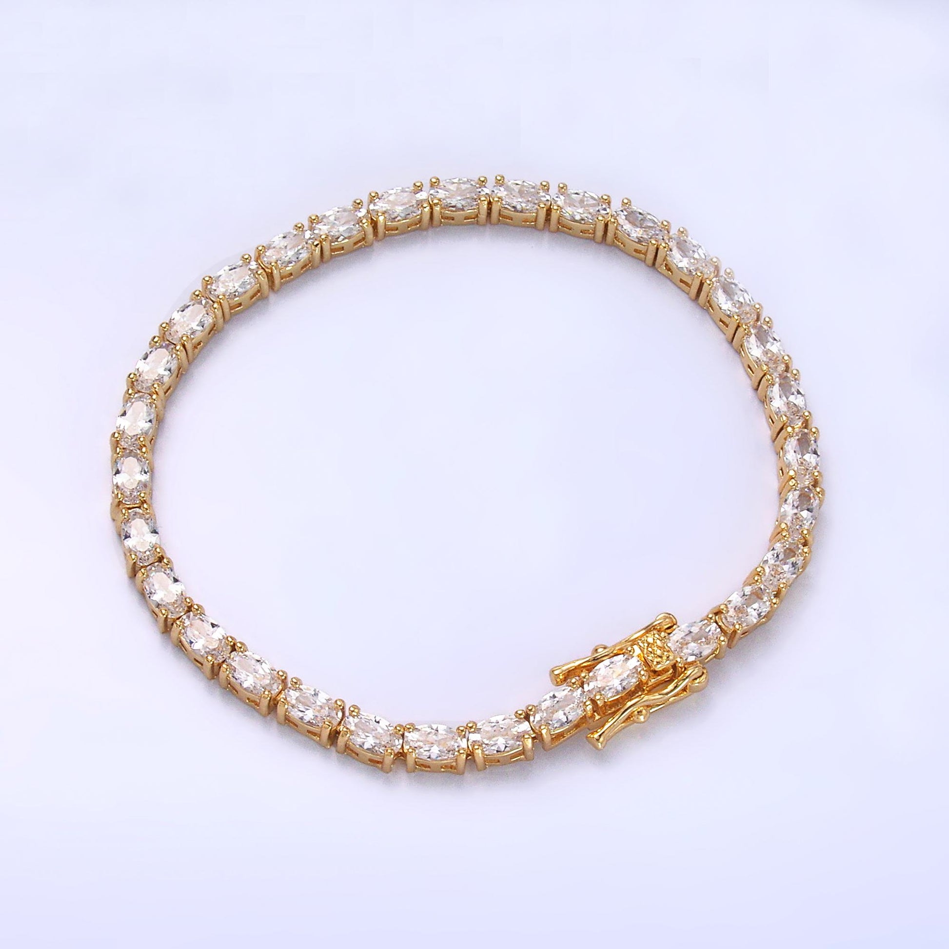 Dainty Oval CZ Tennis Bracelet, Gold Tennis Bracelet, Cubic Zirconia Tennis Bracelet 7 inch wa-3032