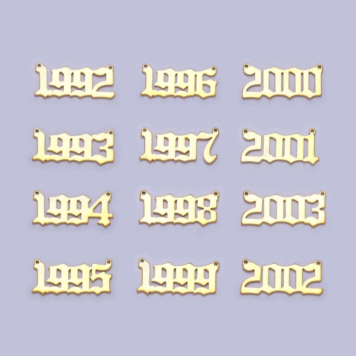 Gold filled birth year number charm connector birthday old english number link connector for personalized necklace bracelet component y690