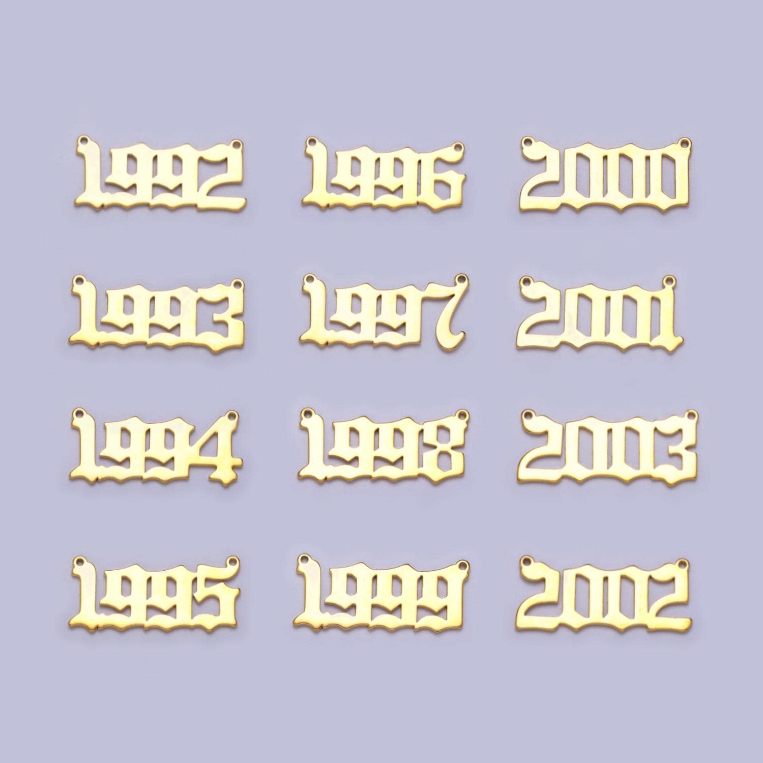 Gold filled birth year number charm connector birthday old english number link connector for personalized necklace bracelet component y690