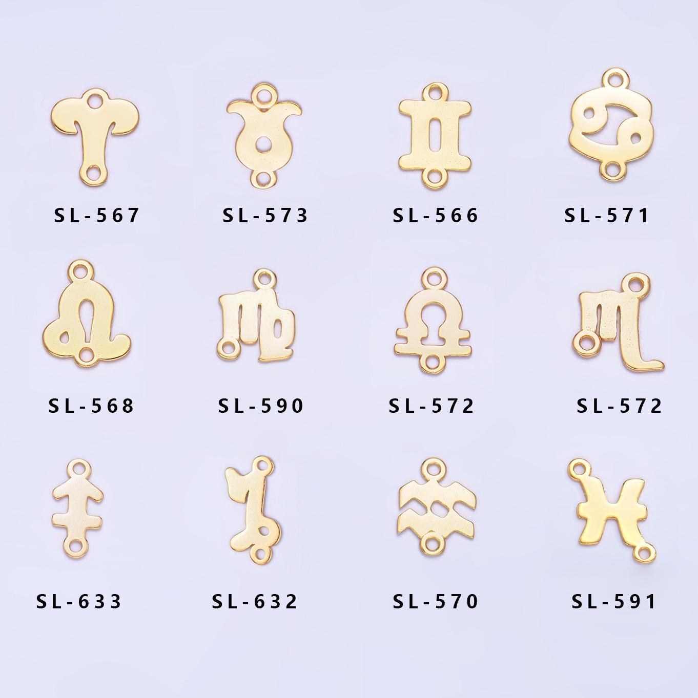 Gold Vermeil Sterling Silver Zodiac Sign Charm Connector for Necklace Bracelet Link Astrology Sign Personalized Jewelry Supplies SL-567