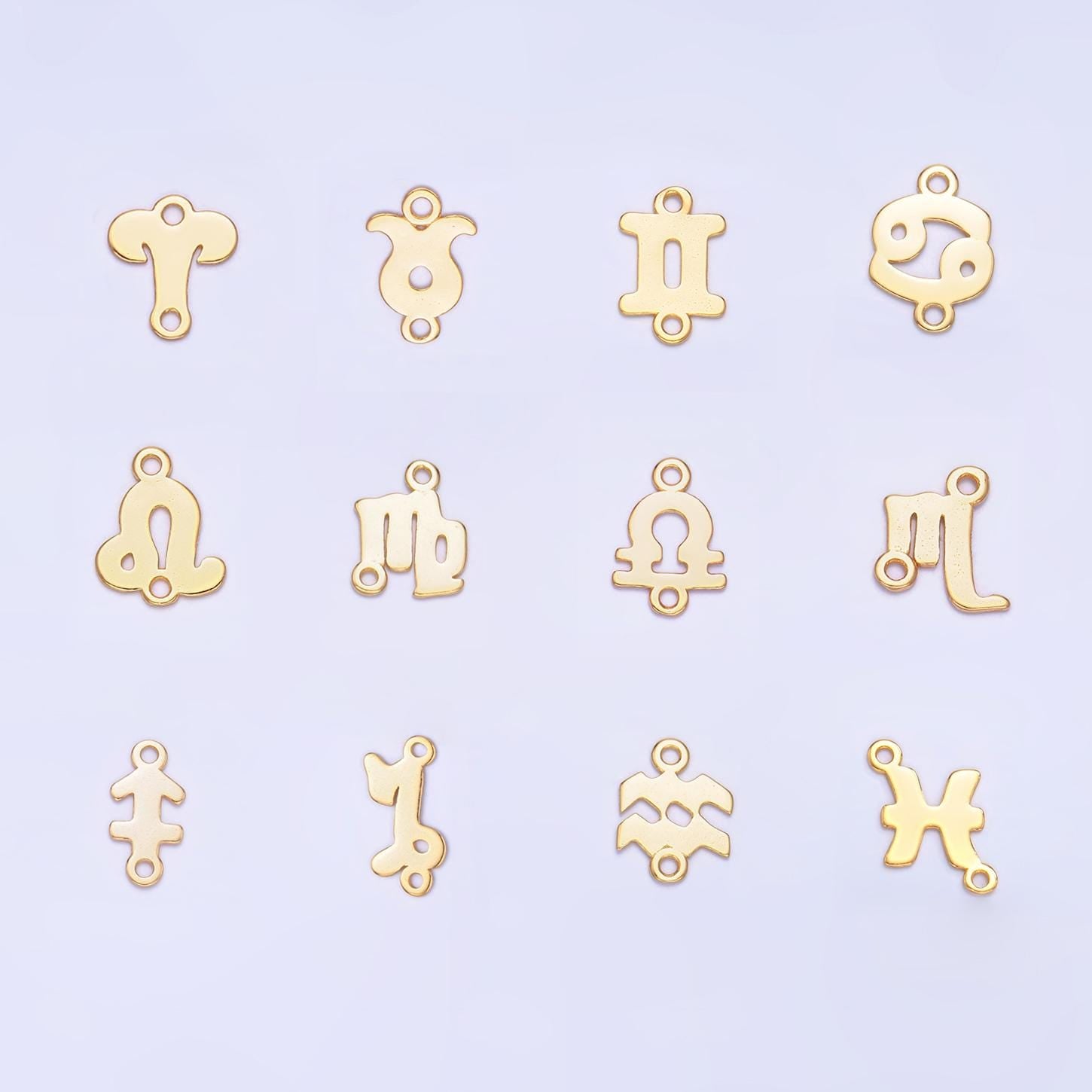 Gold Vermeil Sterling Silver Zodiac Sign Charm Connector for Necklace Bracelet Link Astrology Sign Personalized Jewelry Supplies SL-567