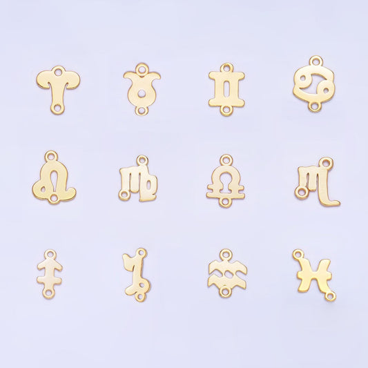Gold Vermeil Sterling Silver Zodiac Sign Charm Connector for Necklace Bracelet Link Astrology Sign Personalized Jewelry Supplies SL-567