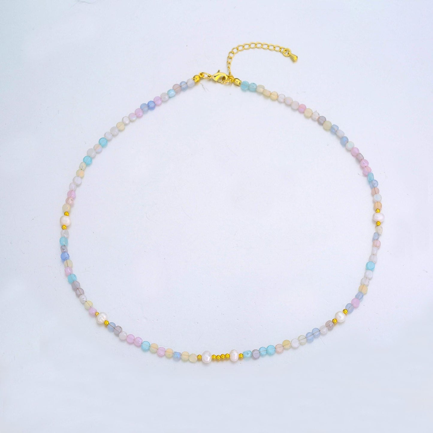 Sugar Candy Glass Bead Necklace - Handmade Beaded Necklace - Gold Filled Necklace - Bright Rainbow Necklace