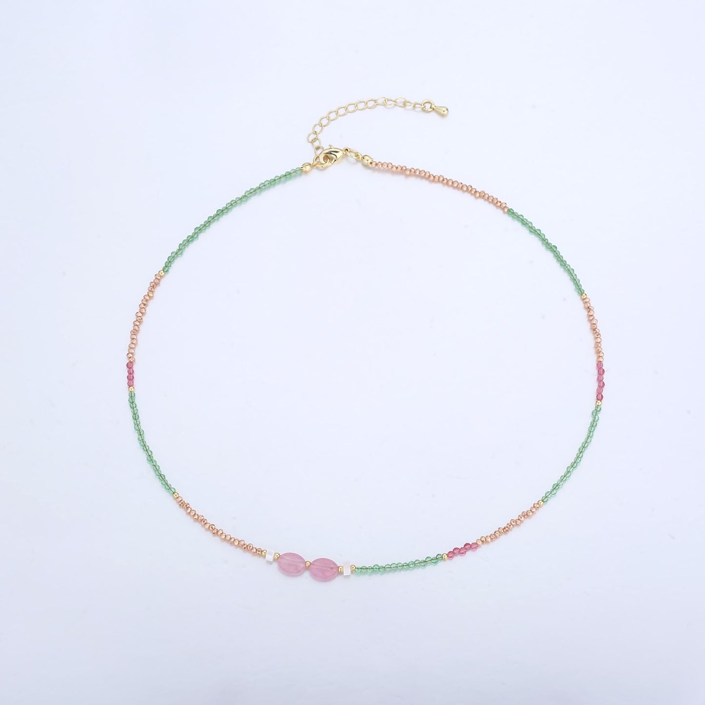 Handcrafted Dainty Beaded Necklace Gold Filled Layer Summer Necklace WA2957