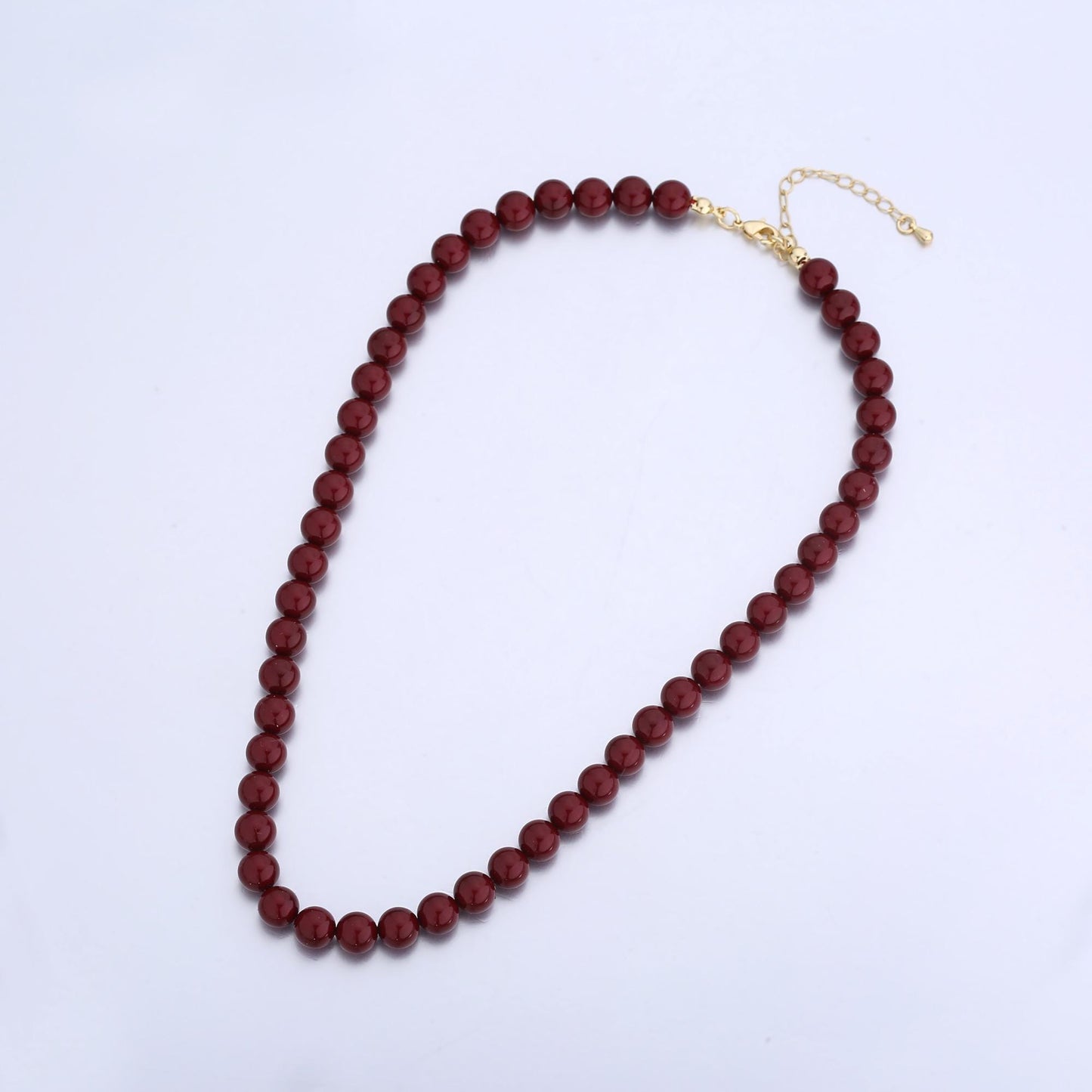 Handcrafted Dark Red Shell Pearl Necklace 17 inch + 2 inch extender for Layering minimalist Jewelry Making Supply WA2770