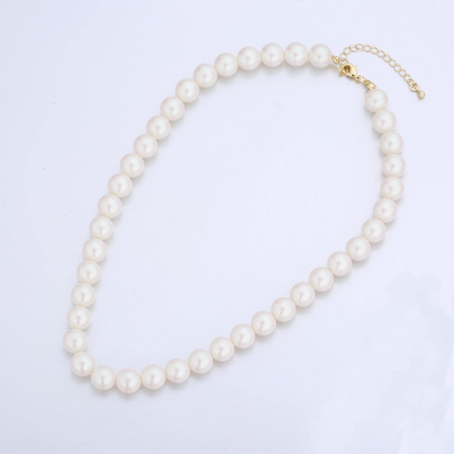 Handmade White Shell Pearl Necklace 17 inch + 2 inch extender for Layering minimalist Jewelry Making Supply WA2775