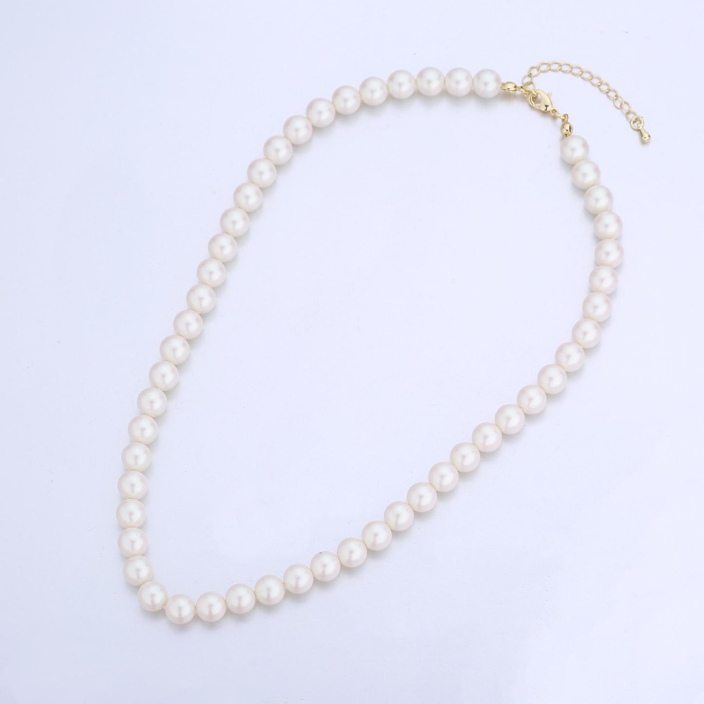 Handmade White Shell Pearl Necklace 17 inch + 2 inch extender for Layering minimalist Jewelry Making Supply WA2775