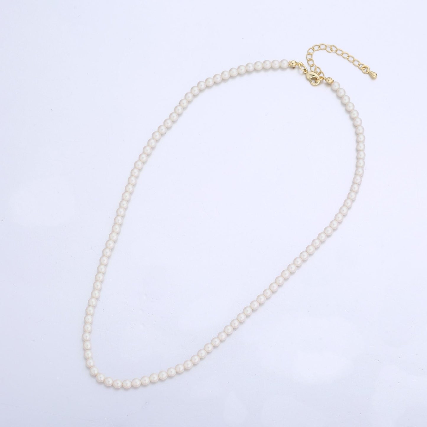 Handmade White Shell Pearl Necklace 17 inch + 2 inch extender for Layering minimalist Jewelry Making Supply WA2775