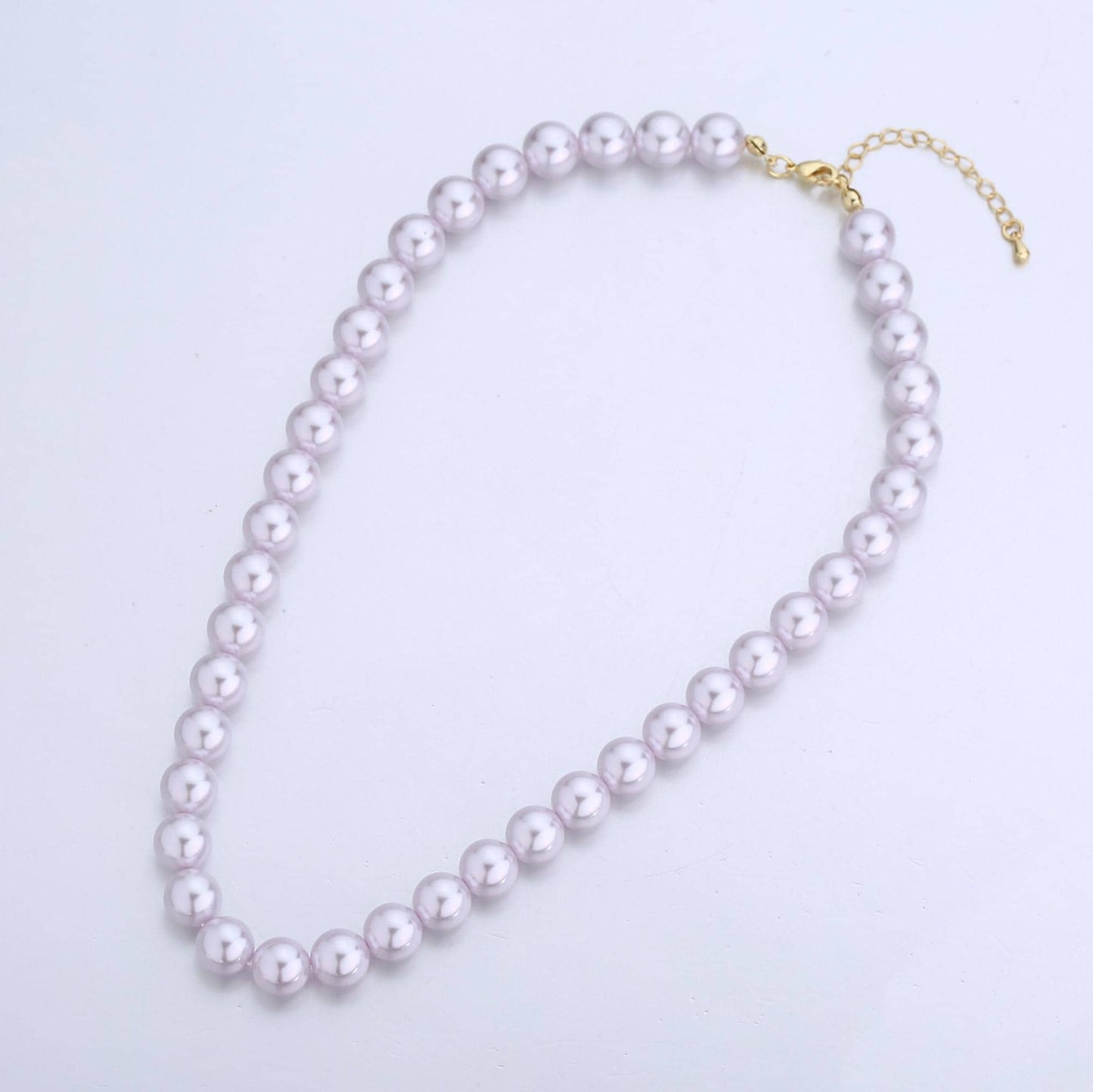 Handcrafted Lavender Shell Pearl Necklace 17 inch + 2 inch extender for Layering minimalist Jewelry Making Supply WA2780